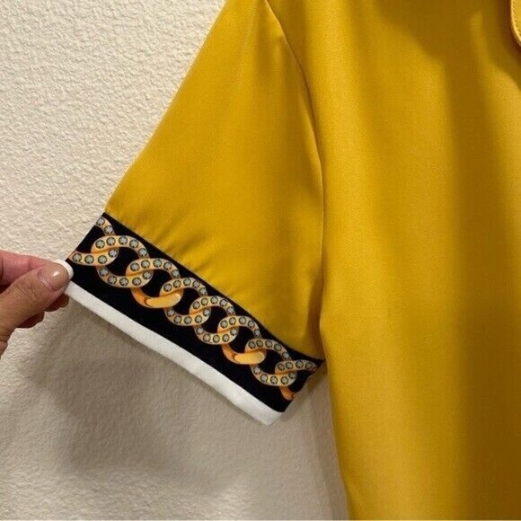 Tau Hin Yellow Chains Detail Button Front Women's Top Plus Size XXL - Picture 5 of 8